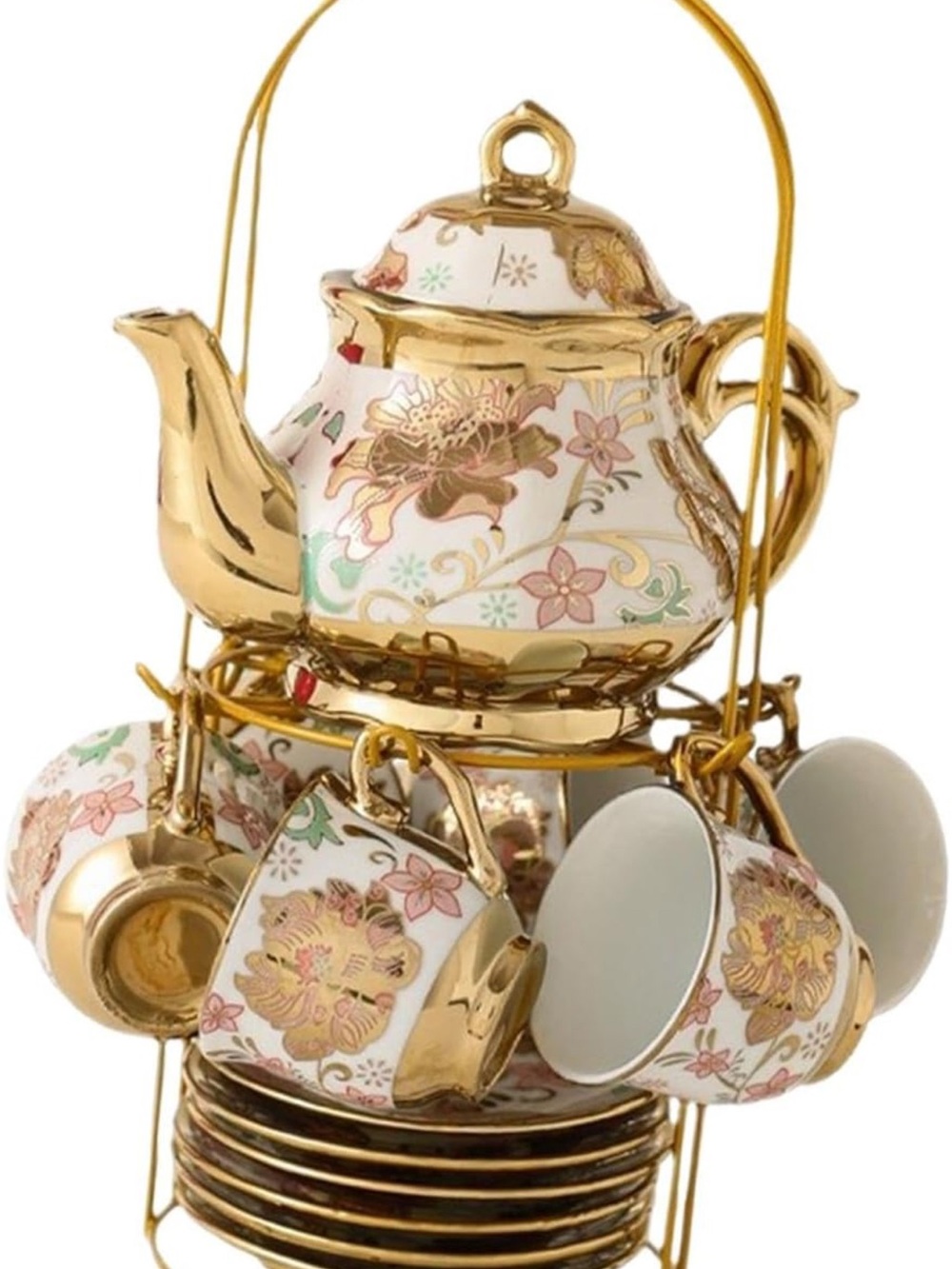 Luxury Floral Rose Ceramic Tea Set 
20pcs